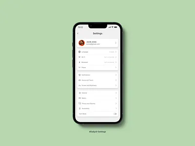 Mobile App Settings app concept dailyui design ui ux