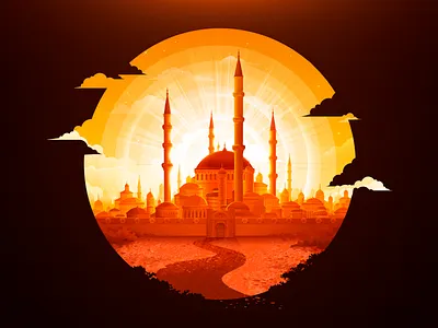 Imperial Library of Constantinople art building castle constantinople graphic design illustration inspire istanbul landscape library mosque nature negative orange proart prokopenko trend turkey warm