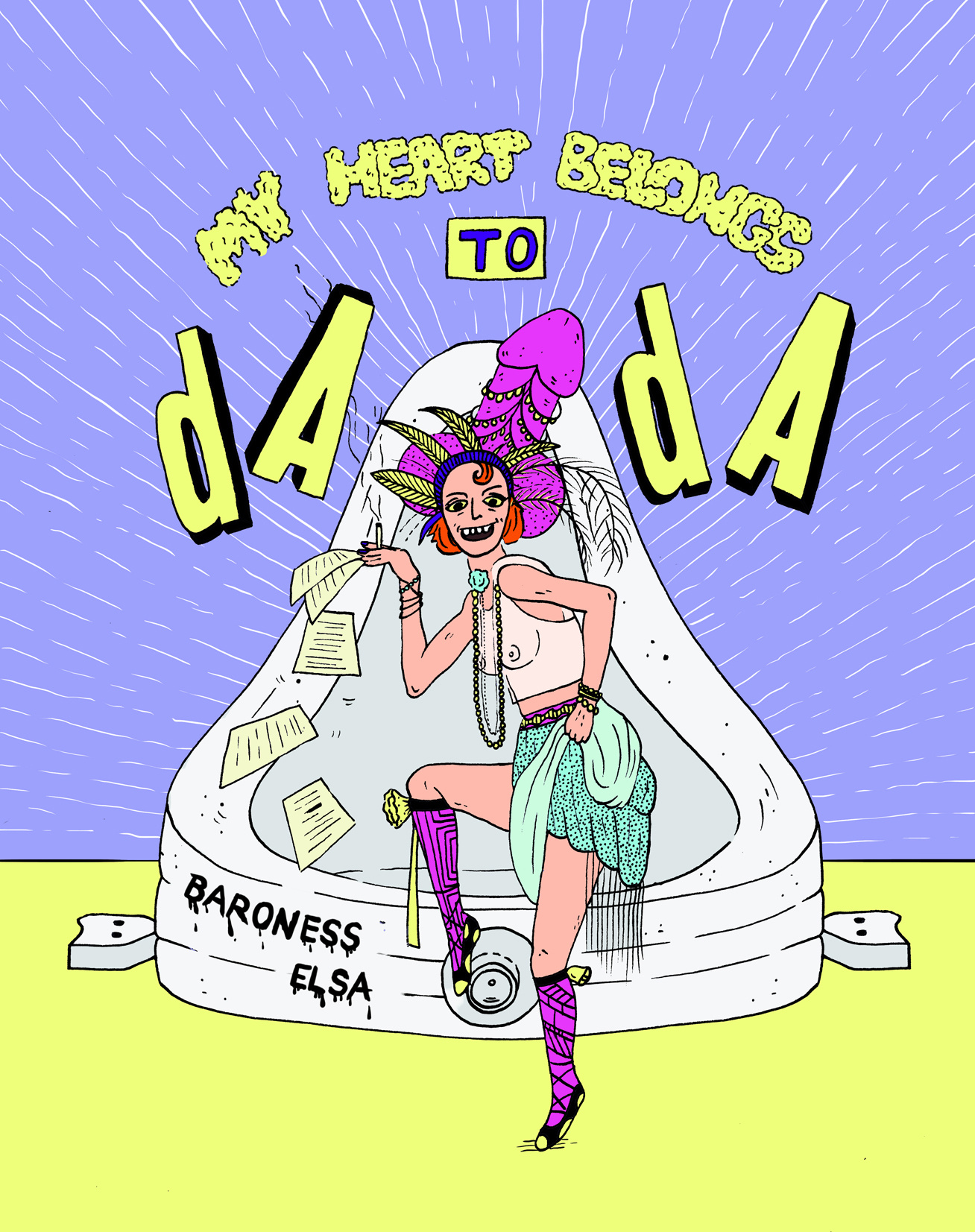 My Heart Belongs to Dada baroness elsa dada editorial illustration hand drawn illustration portrait illustration
