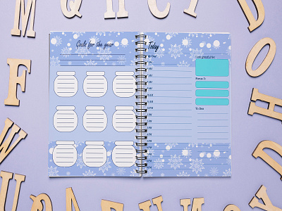 sample diary in winter style design graphic design illustration ежедневник зима синий снежинки
