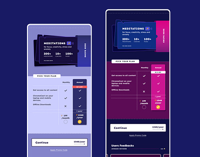 Payment UI for Meditation App 3d dark mode meditation mobile app payment ui ux