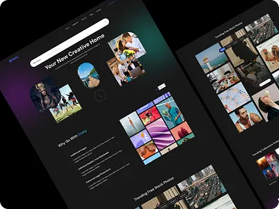 Free Stock Media Download Website dark idea 2023 landing page template design trending design ui ux website design