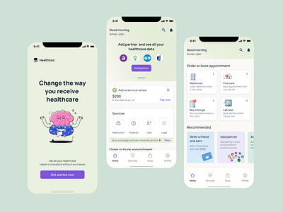 Healthcare service - Mobile app app design healthcare icon illustration logo minimal mobile typography ui uiux ux