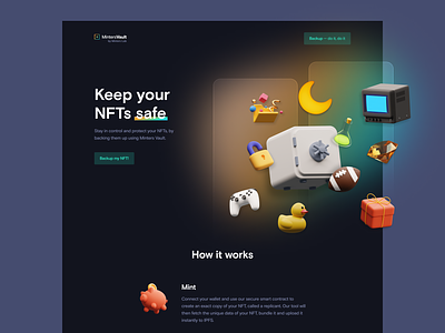Web3 NFT Backup Website blockchain crypto nft product design ui web app web design web3