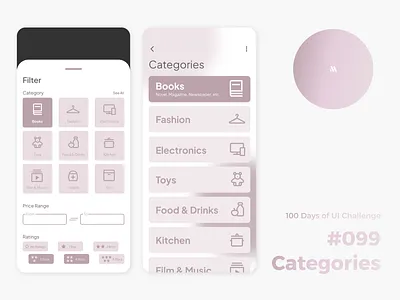 100 Days of UI - Day #099 (Categories) adobe xd app app design branding categories page categories ui dailyui dailyui 99 dailyui day 99 day 099 design e commerce app figma graphic design illustration logo ui vector
