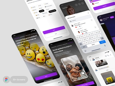 Toktak - Social Media App UI KIT app design chat app community facebook group instagram message app mobile mobile app social social app social media socmed tiktok ui