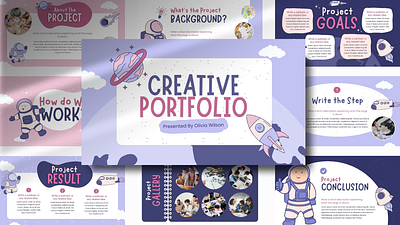 Cute and Playful Presentation Theme astronaut cute design group project kids playful presentation school school project space student project template