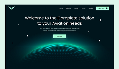 Aviation app web design airport app aviation dark globe green modern technology website