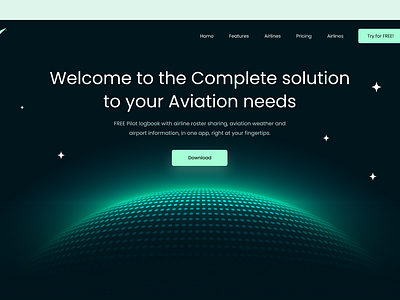 Aviation app web design airport app aviation dark globe green modern technology website