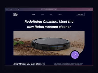 Robot Vacuum Cleaner/ home page graphic design homepage robot robotvacuumcleaner ui ux
