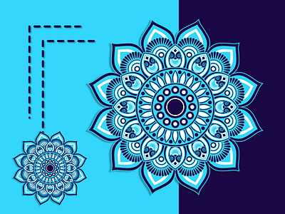 Colorful decorative round floral-shaped illustrated blue mandala arabic branding colorful mandala decorative design graphic design illustration indian logo mandala