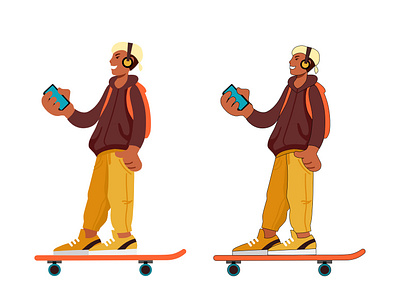 Skater cartoon character design flat freelance illustration skater vector