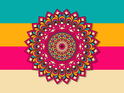 Colorful decorative floral-shaped illustrated mandala design. arabic branding colorful mandala decorative design graphic design illustration indian logo mandala ui