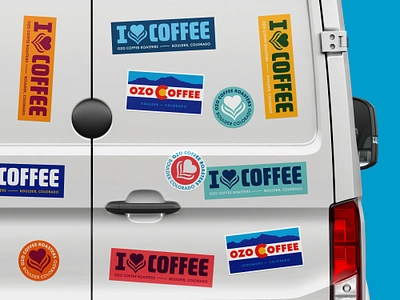 OZO Coffee Stickers art bumper sticker coffee colorful design graphic design marketing sticker stickers