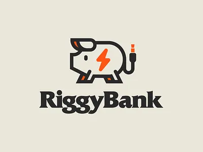 RiggyBank Logo amp branding custom design eletric guitar illustration lightening logo pedal pig vector