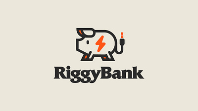 RiggyBank Logo amp branding custom design eletric guitar illustration lightening logo pedal pig vector