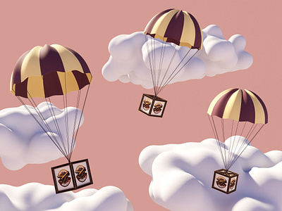 Parachute flight*** 3d 3dgraphics 3dmodel 3drender art branding cg cinema4d design graphic design illustration motion graphics parachute render ui