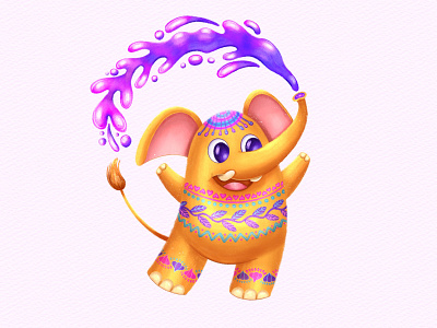 Elephant and paints cartoon character design children art children book illustratration childrens book cute digital art digital illustration digital painting funny illustration kidlit kidlitart kids art kids book kids illustration mascot photoshop picture book procreate