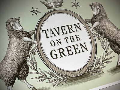 The Tavern on the Green Logomark by Steven Noble artwork coat of arms crest design engraving etching heraldry illustration line art logo scratchboard steven noble woodcut