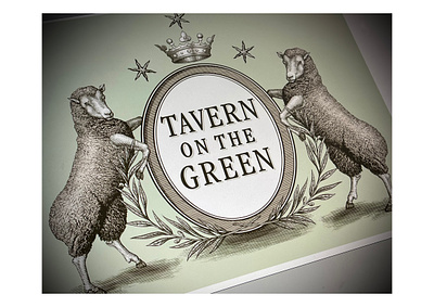 The Tavern on the Green Logomark by Steven Noble artwork coat of arms crest design engraving etching heraldry illustration line art logo scratchboard steven noble woodcut