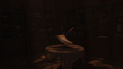 ANCEINT MAGIC LIBRARY 3D SCENE