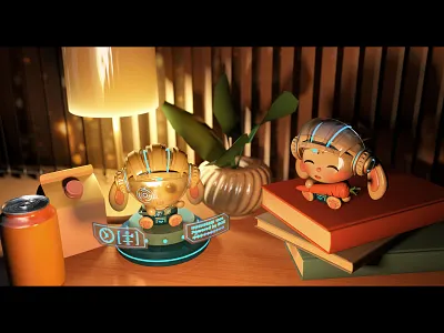 Rabbit Ornament 3d animal book bunny desk drink lamp mechanical ornament plants rabbit screen technology