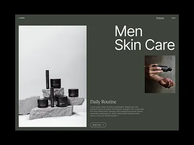 SkinCare Ecommerce - Layout Exploration concept design ecommerce green layout men photography product shop skincare typography ui uiux web