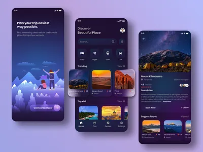 Travel App Design adventure android app app booking app design flight booking hotel booking illustration ios app mobile app ticket booking tourism travel agency travel app traveling trip trip planner ui ux vacation