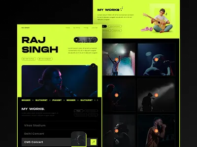 Artist Portfolio Website art artist portfolio artistic website artistic website dark content creator dark portfolio dark portfolio music dark ui dark website ui guitarist portfolio minimal ui website music music portfolio singer portfolio singing web design dark web design music