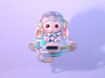 Bunny Pilot 3d aircraft bunny helmet mechanical pilot rabbit technology