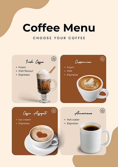 COFFE MENU branding graphic design ui