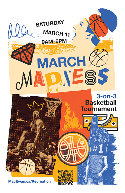 march madness collage poster basketball collage hand drawn illustration logo march madness