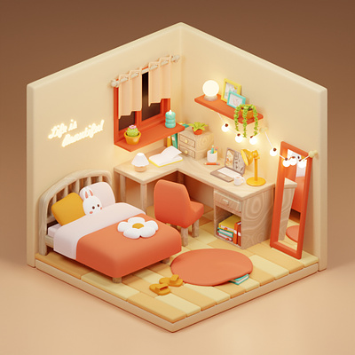 Cozy bedroom 3d 3dart bedroom blender blenderart cozy cozyroom model