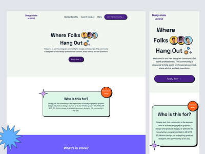 Landing page design for a design community clean ui design ui