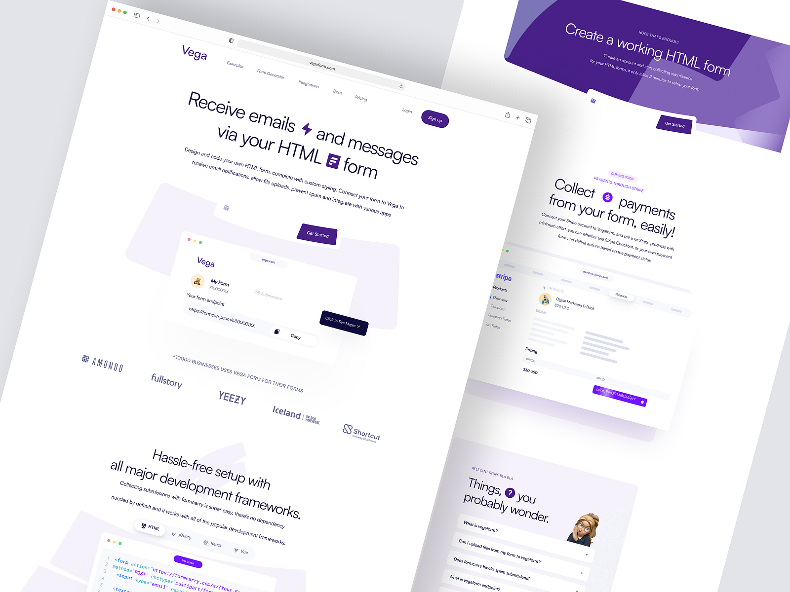 Landing page design for a HTML form submission by David Adetoro on Dribbble