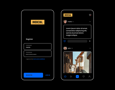 Insocial App Design app design first shot insocial ui