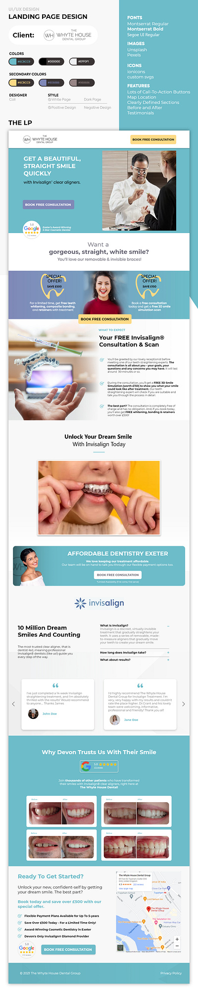 Landing page UI for Dental Practitioner dental dentist green landing page pastel teal ui ux website design