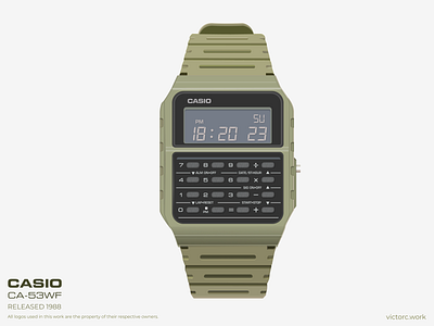 CASIO CA-53WF • Made in Figma calculator casio classic drawing figma green illustration reloj skeuomorphism vector watch