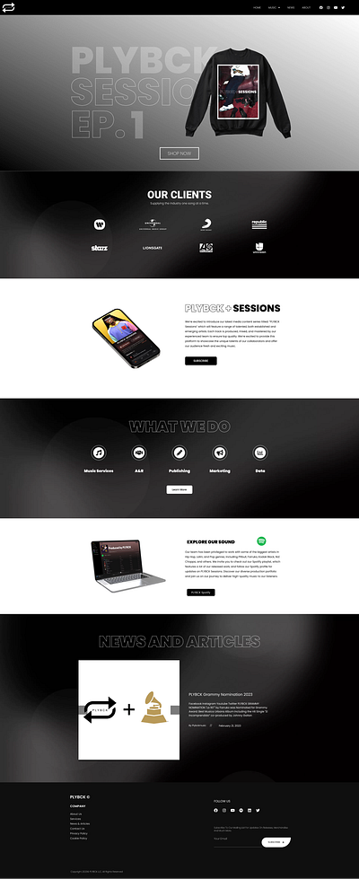 PLYBCK Music Website branding ux web design website wordpress