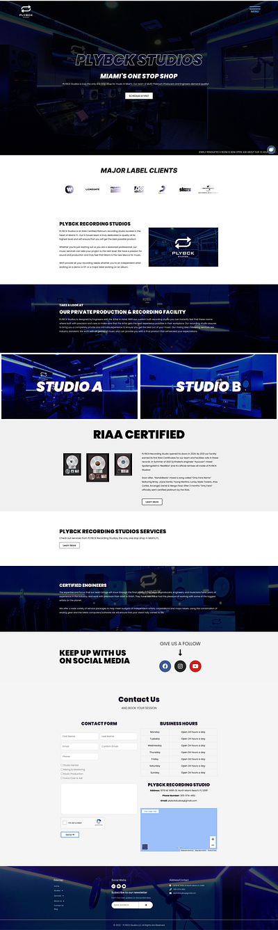 PLYBCK Studios, A Multi-Platinum Recording Studios branding design ux web design website wordpress