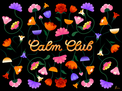 Calm Club flowers illustration illustrator jasmine miguelcm nature peony plants rose spring