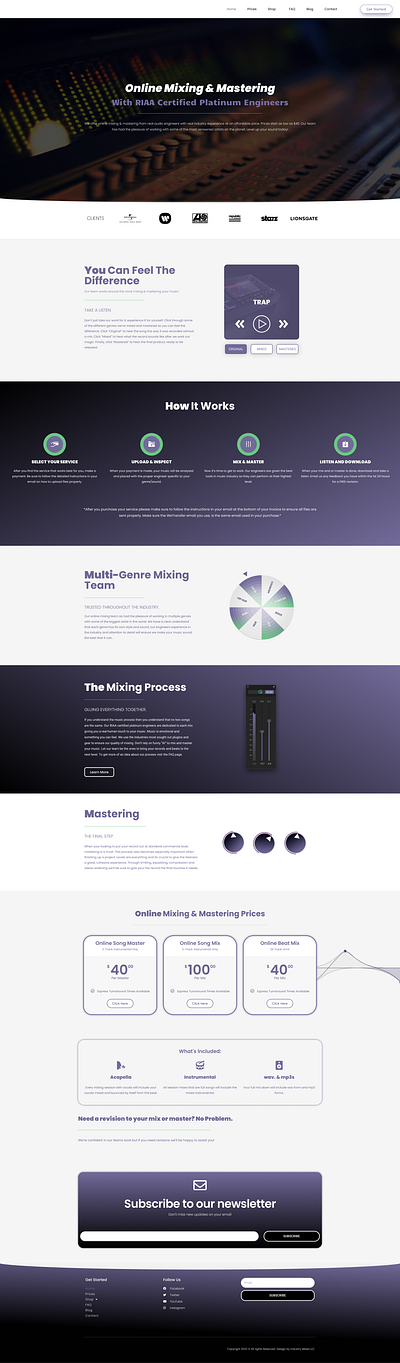 Industry Mixed, An Online Mixing and Mastering Company branding design ux web design website wordpress