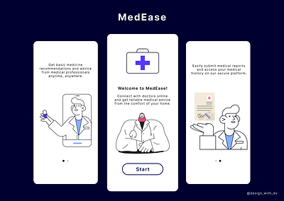 MedEase Onboarding Design app branding dailyui design doctor fitness graphic design medical typography ui ux