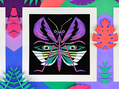 Mantis Print art print bug bugs cut paper giclee leaves mantis paper paper craft papercraft paperkraft praying mantis print wings