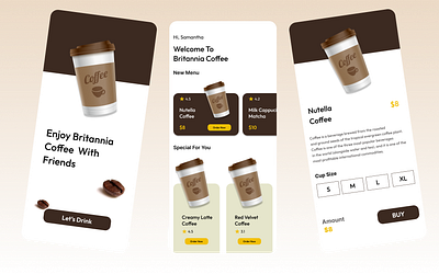 Britannia Coffee Mobile App coffee shop figma mobile app online coffee shop app
