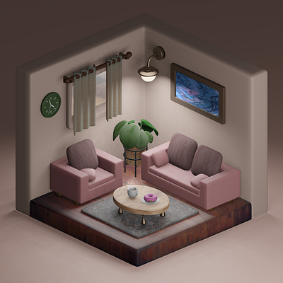 Minimalistic Small Room 3d 3dmodeling blender cozy graphic design home livingroom minimalistic