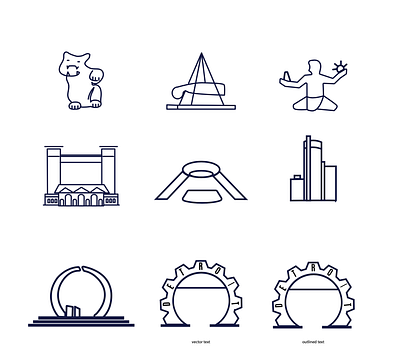 Simple Detroit Illustration Icons
