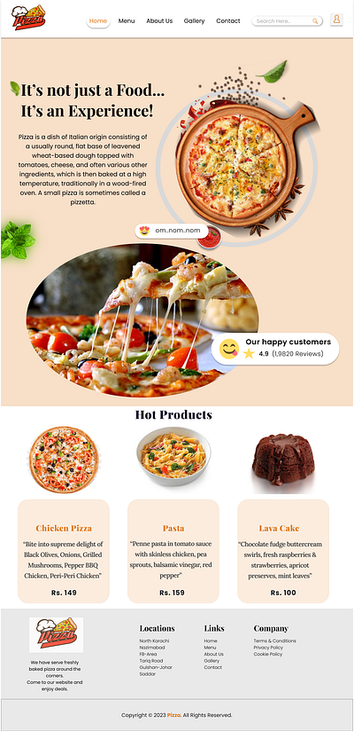 Pizza Website figma pizza website web design