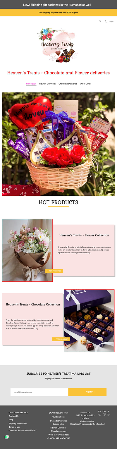 Gift Website chocolate wesbite figma flower website gift website