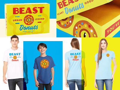 Beast Donuts (Packaging and Merch Design) art direction design graphic design illustration logo pantone typography